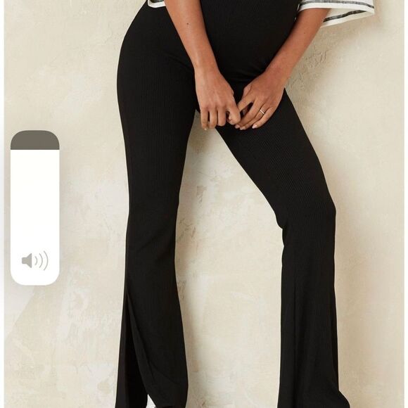 Misguided Plus Rib Split Hem Flare Pull On Pants sz 24 NWT - Picture 2 of 2